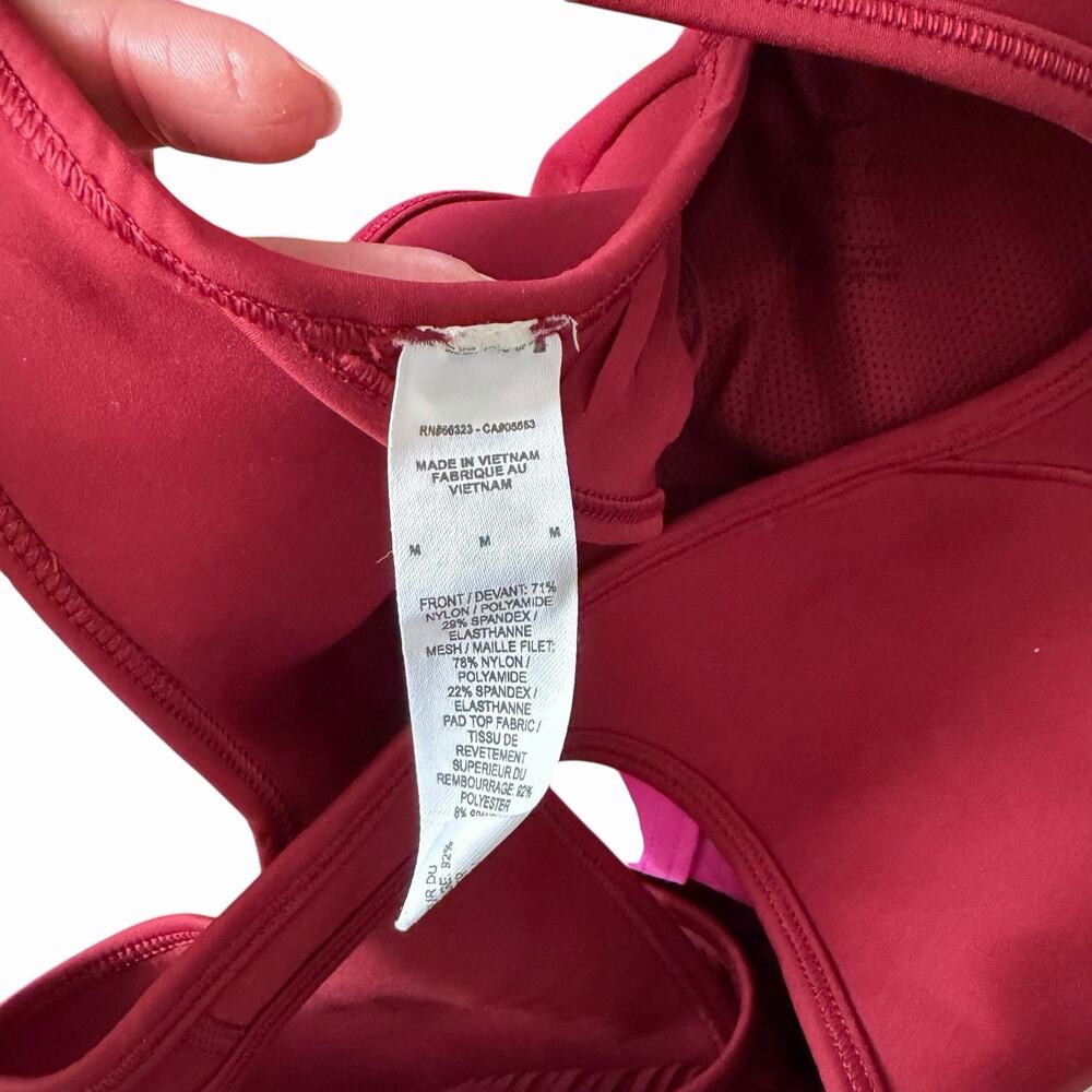 Nike Medium Motion Adapt High Support Sports Bra Maroon Red Fringe Cutout - Picture 3 of 9